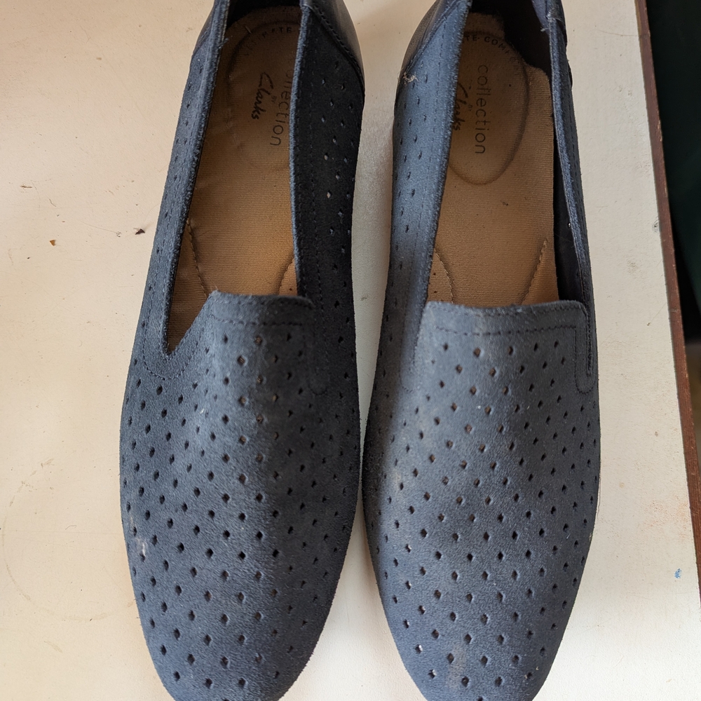Clarks Women's Perforated Slip-On Loafers - Dark Blue